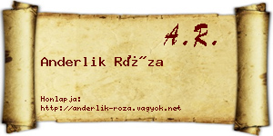 Anderlik Róza névjegykártya